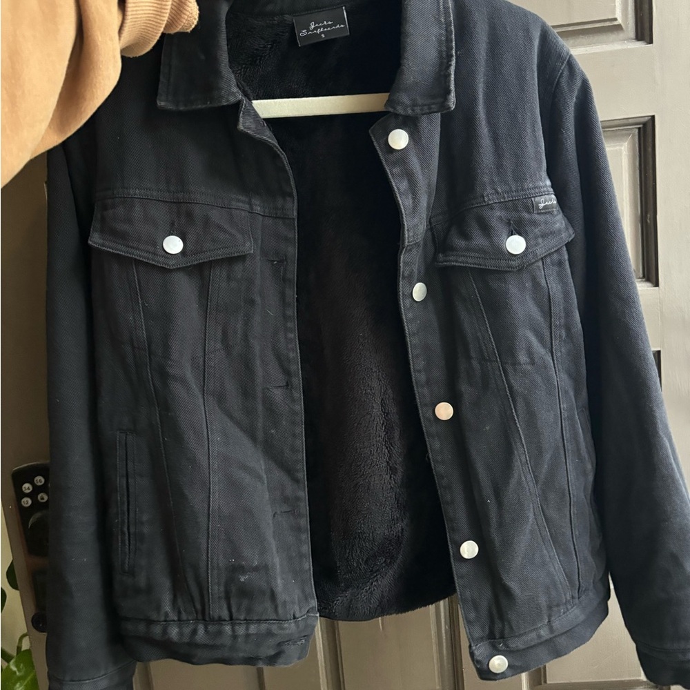Black denim jacket, fleece lined